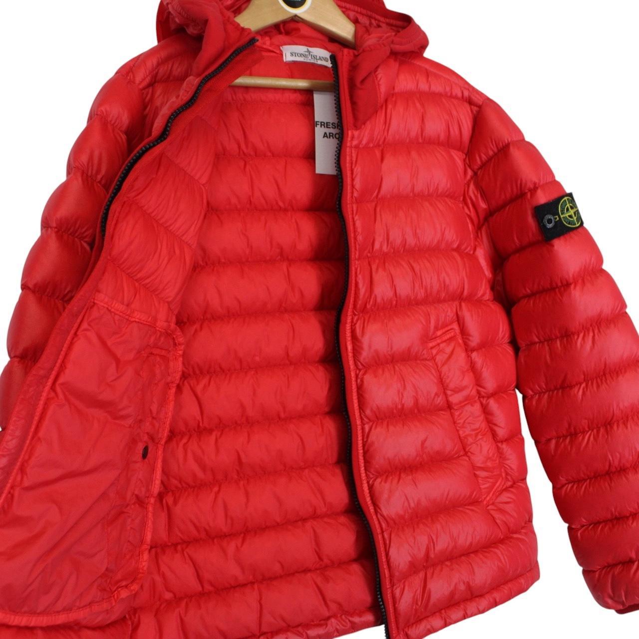 Stone Island Junior AW 2017 Red Garment Dyed Micro Yarn Down Puffer Jacket