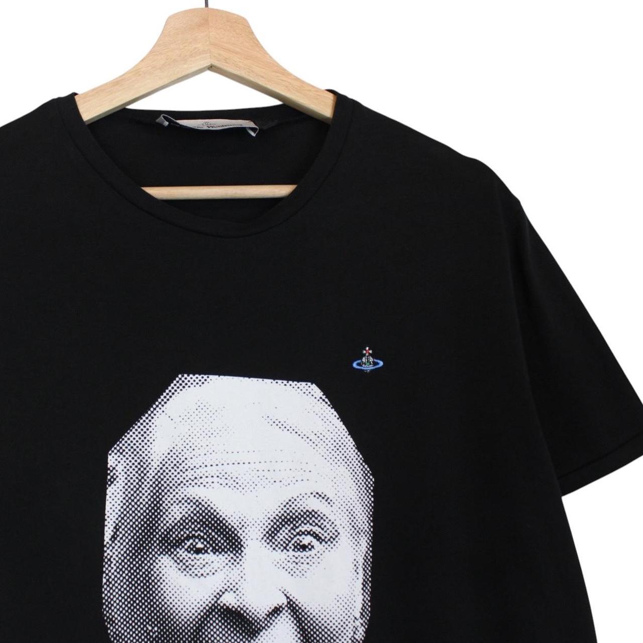 Vivienne Westwood black pocket t-shirt with organic face print and logo detail.