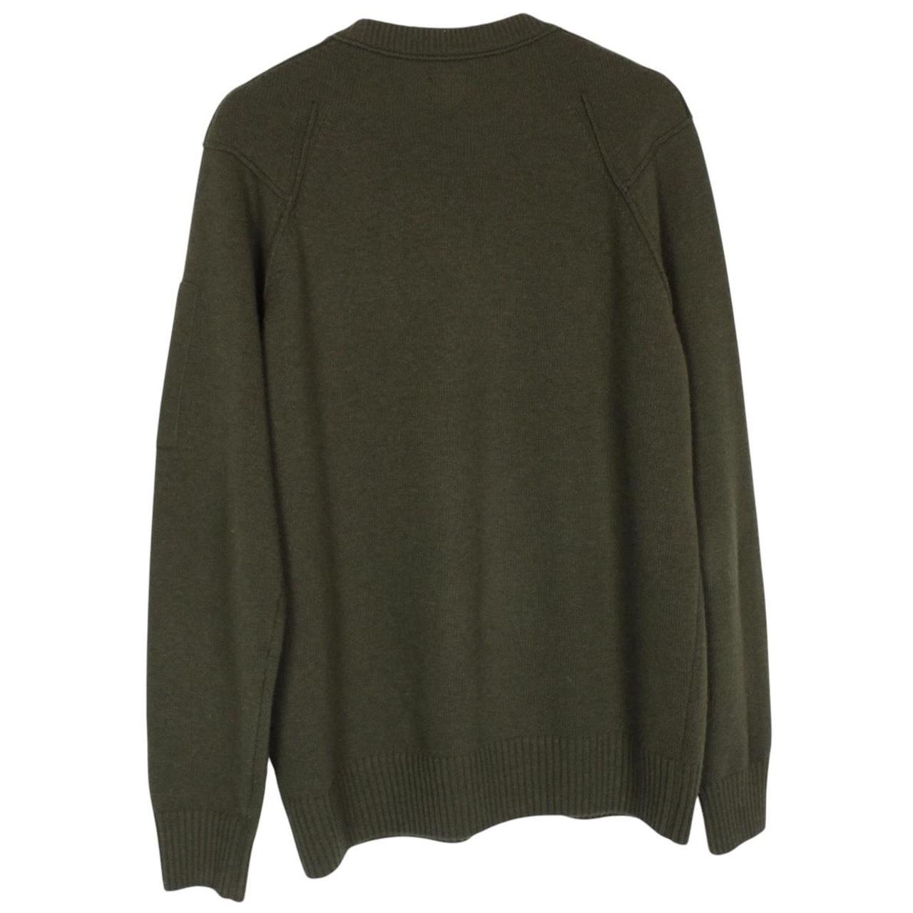 CP Company Khaki Green Wool Blend Knit Lens Jumper