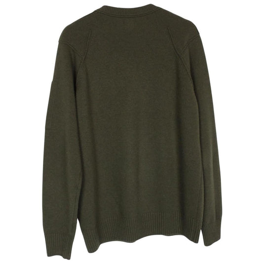 CP Company Khaki Green Wool Blend Knit Lens Jumper