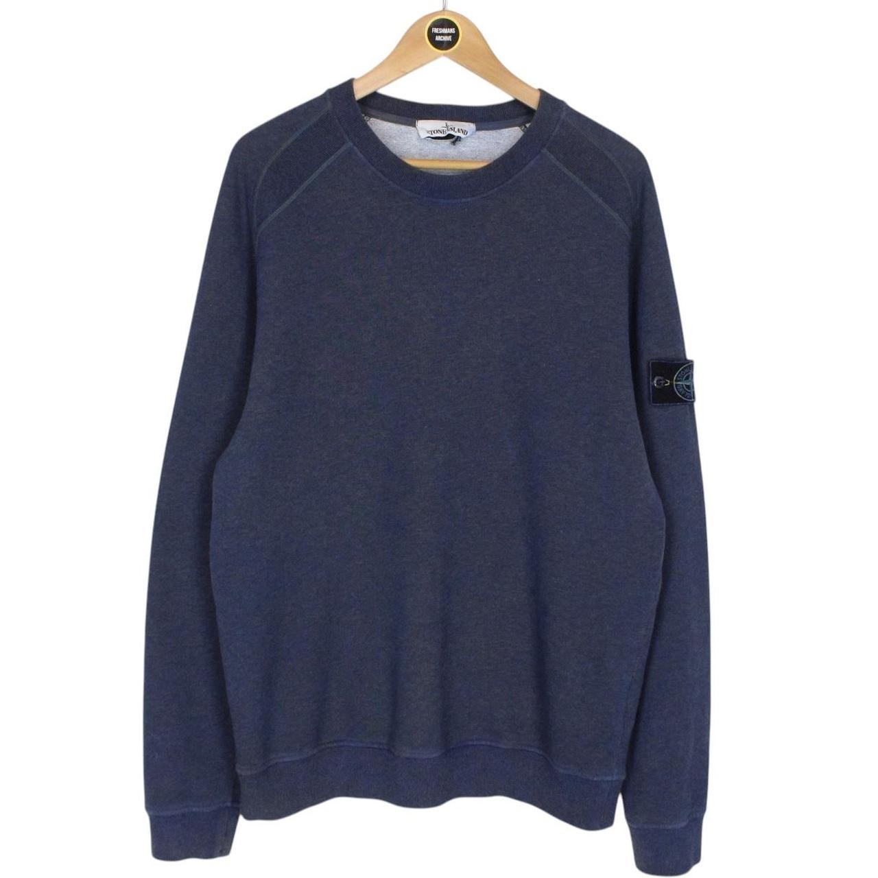Stone Island AW 2020 Blue Dust Treatment Crew Neck Sweatshirt Jumper