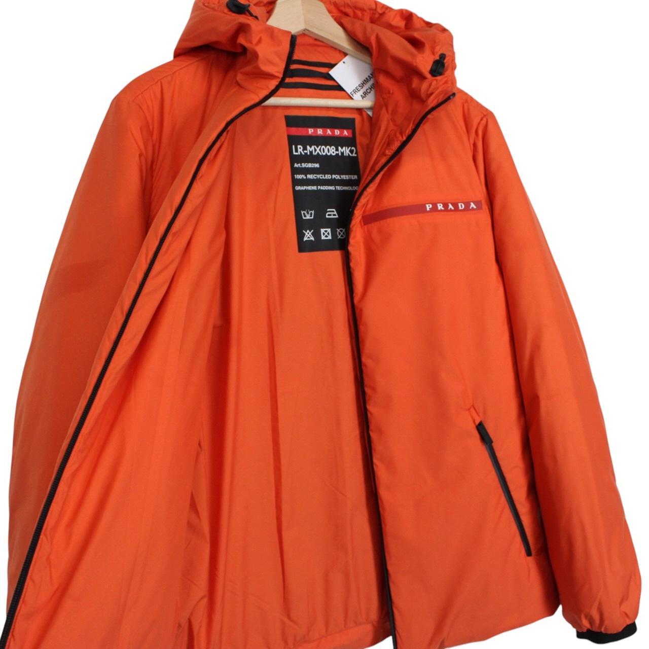 Prada Linea Rossa Technical Nylon Orange Full Zip Padded Jacket