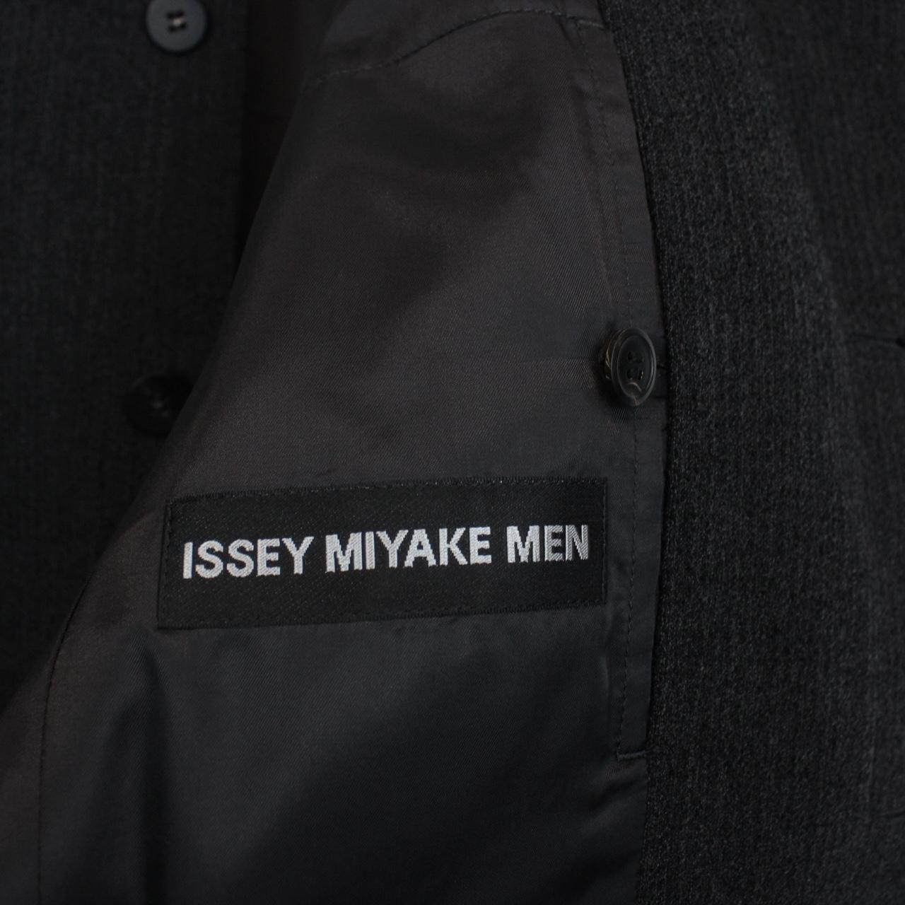 Vintage Issey Miyake Dark Grey Wool Blend Collarless Jacket