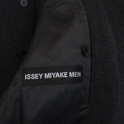 Vintage Issey Miyake Dark Grey Wool Blend Collarless Jacket