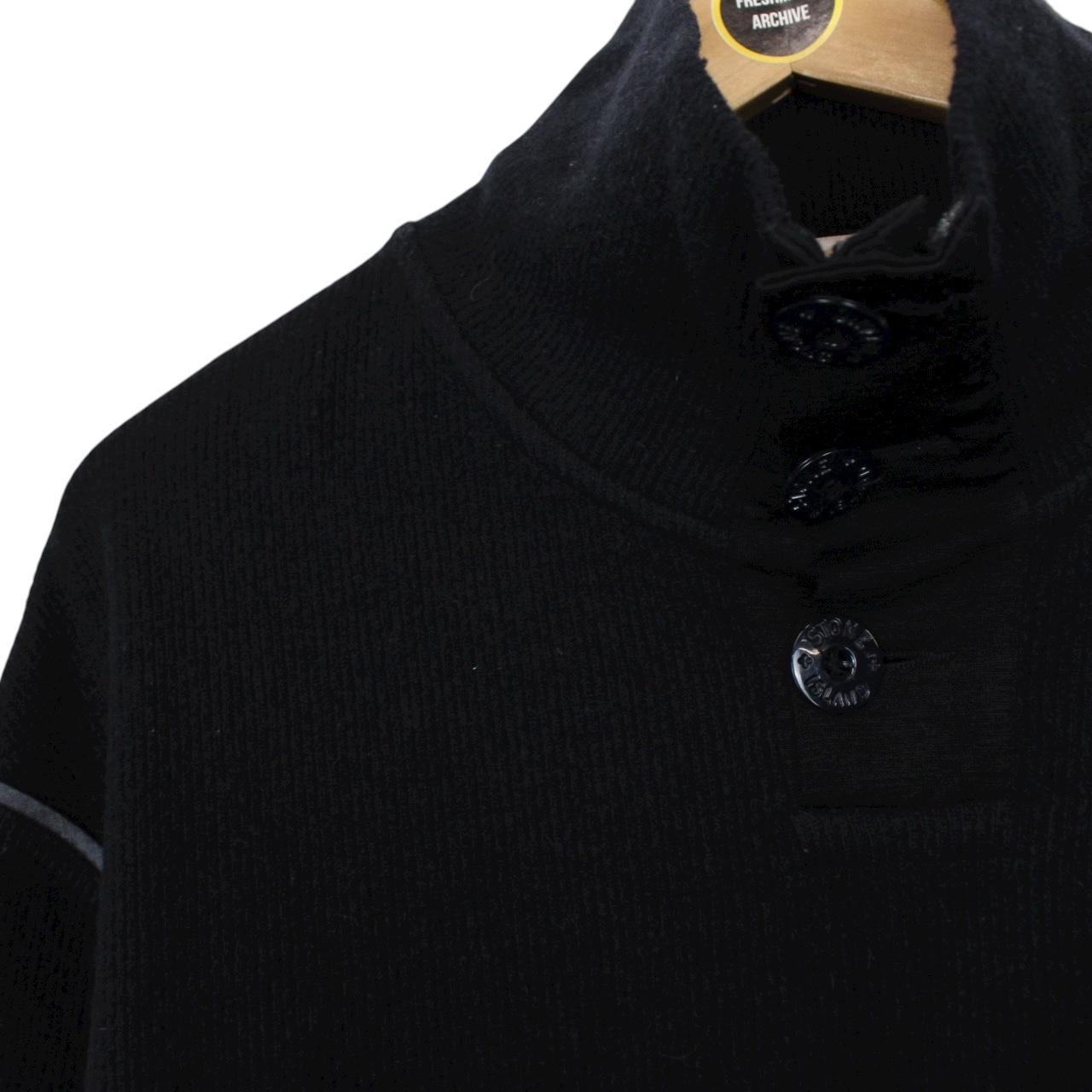 Vintage Stone Island AW 2002 Black Ribbed Wool Knit Jumper