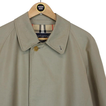 Vintage 90s Burberry Khaki Green Nova Check Single Breasted Trench Coat