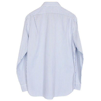 Polo Ralph Lauren White and Blue Striped Long Sleeve Cotton Shirt