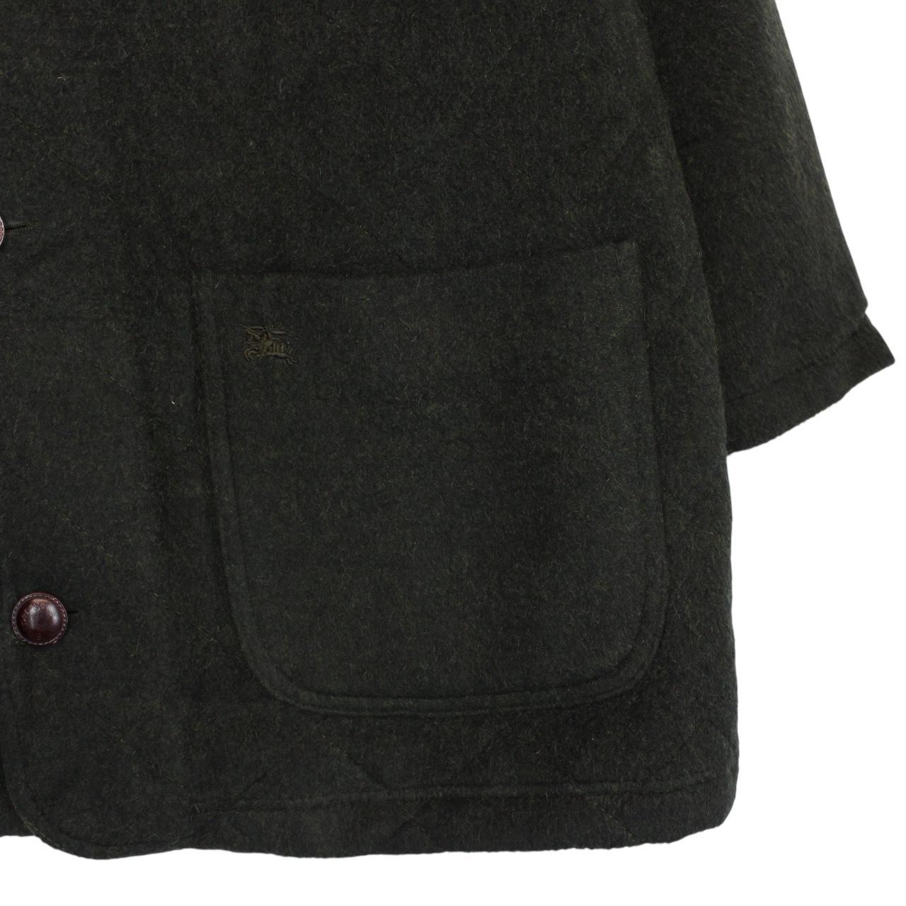 Vintage 90s Burberry Green Wool Blend Quilted Coat