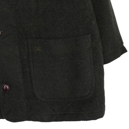 Vintage 90s Burberry Green Wool Blend Quilted Coat