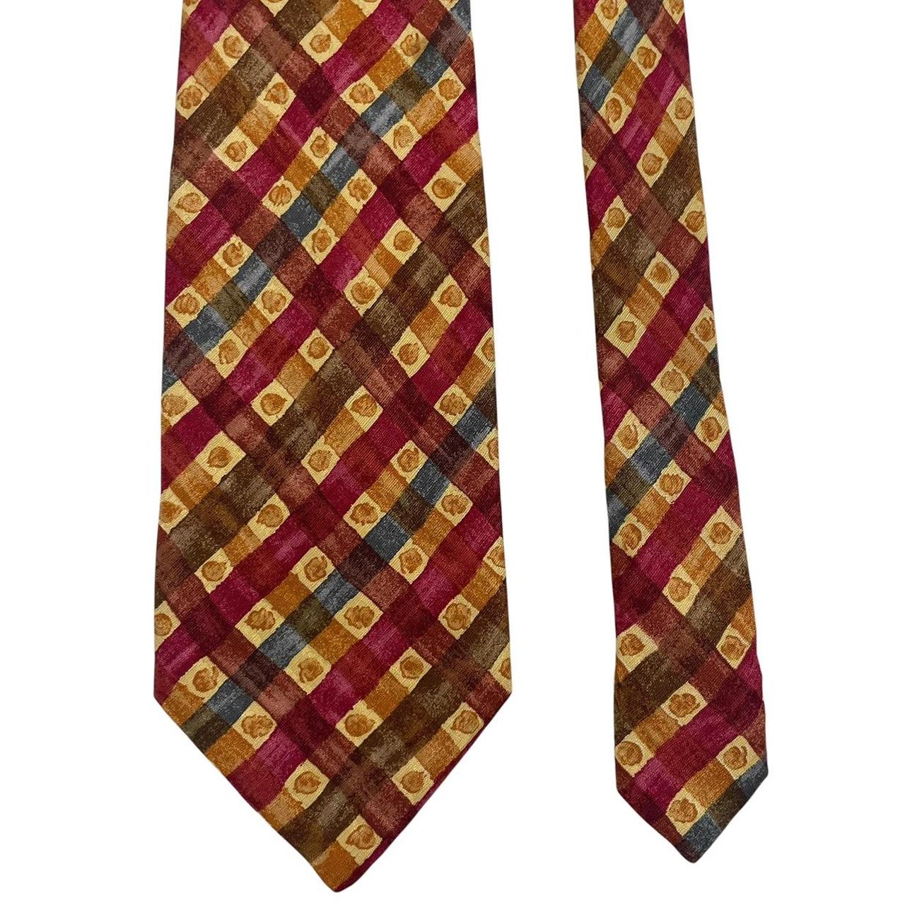 Ermenegildo Zegna multicoloured silk tie with intricate patterns and smooth texture.