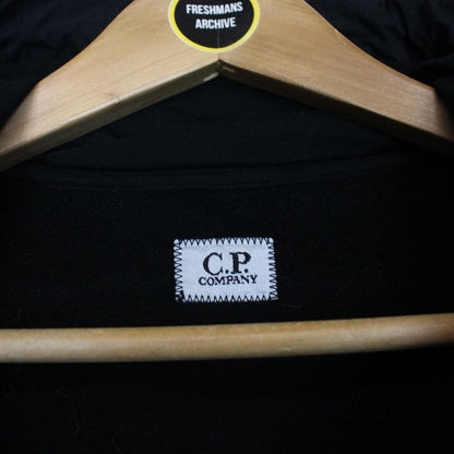 CP Company Black Diagonal Fleece Goggle Lens Hoodie Jumper