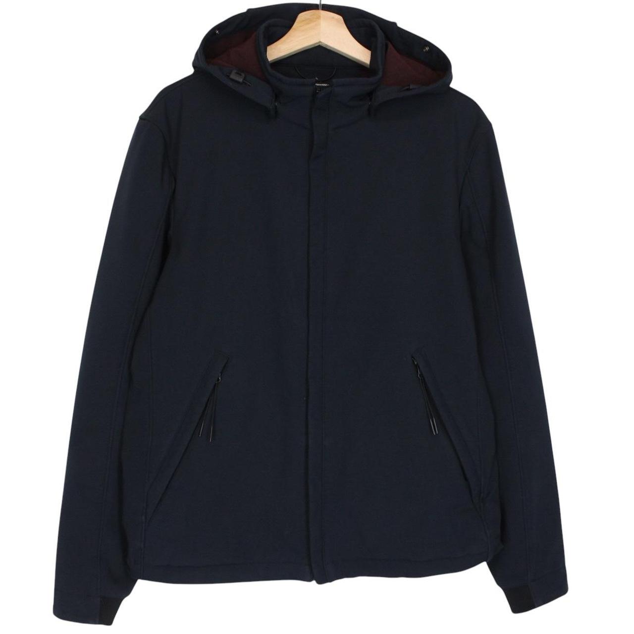 CP Company Navy Blue Full Zip Soft Shell Goggle Jacket