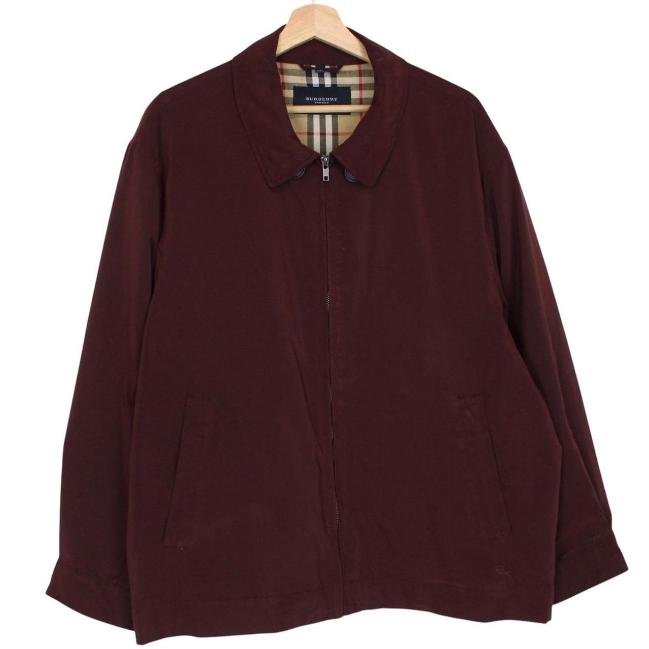 Burberry London Burgundy Nova Check Lined Harrington Jacket