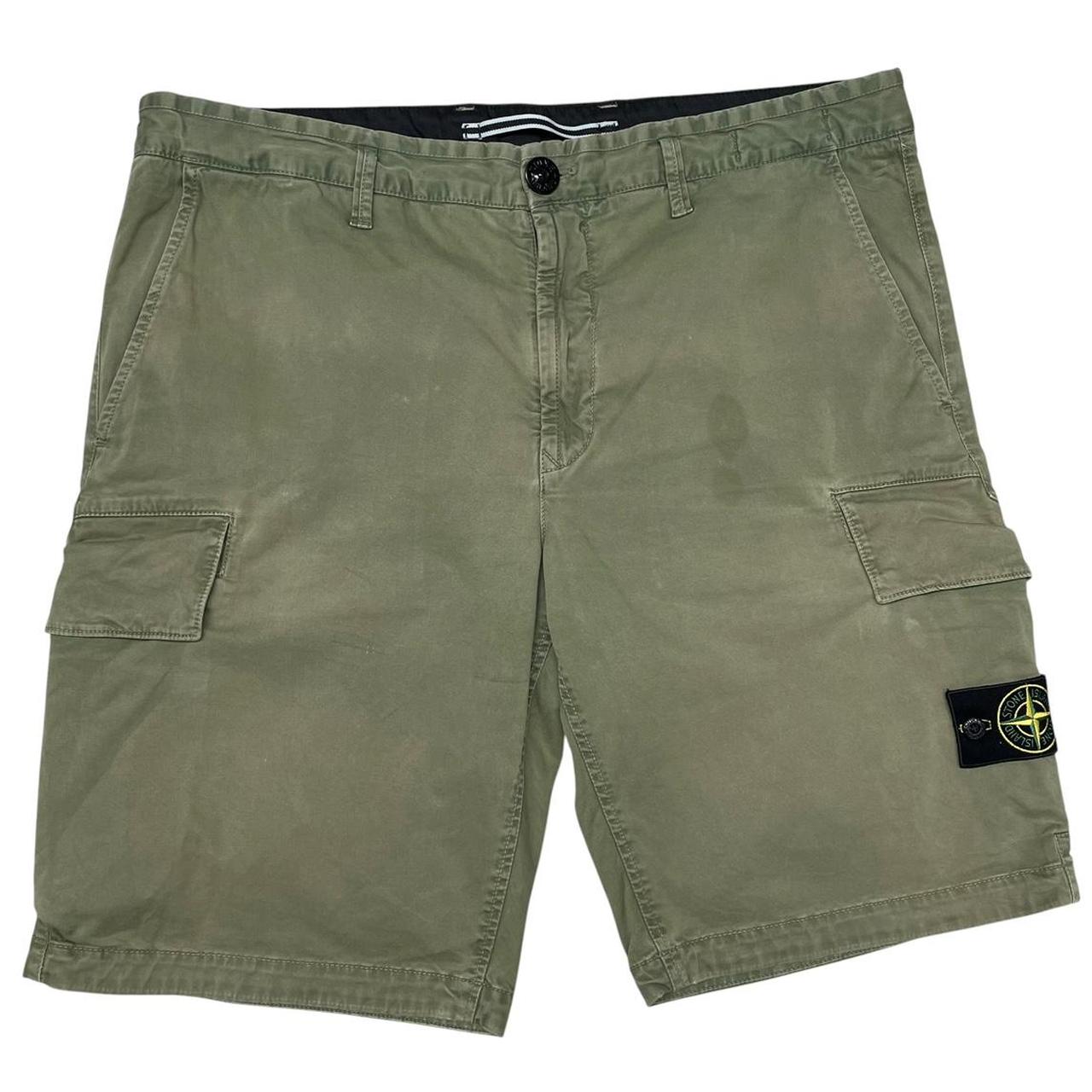 Stone Island SS 2022 Green Bermuda Cotton Cargo Shorts