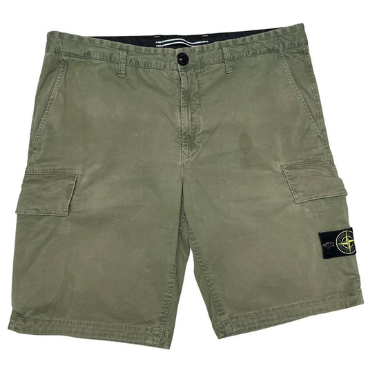 Stone Island SS 2022 Green Bermuda Cotton Cargo Shorts