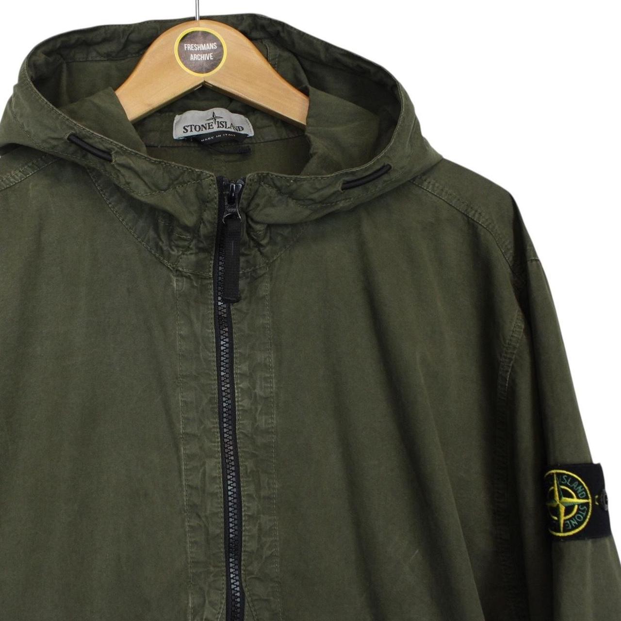 Stone Island AW 2023 Green 1/4 Zip Cotton Hooded Smock Jacket