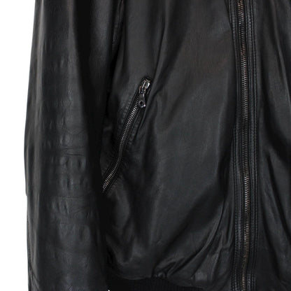 Dolce &amp; Gabbana Black Full Zip Logo Plaque Leather Jacket