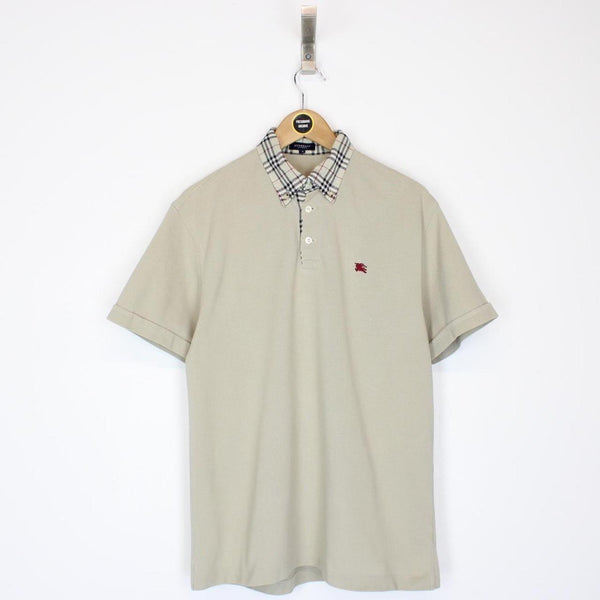 Vintage Burberry London Beige Nova Check Short Sleeve Cotton Polo Shirt