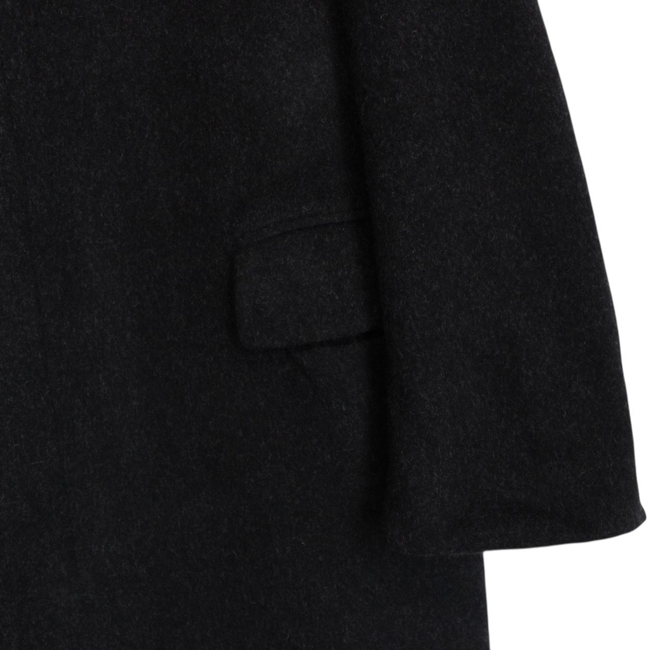 Vintage 90s Yves Saint Laurent Dark Grey Virgin Wool Overcoat