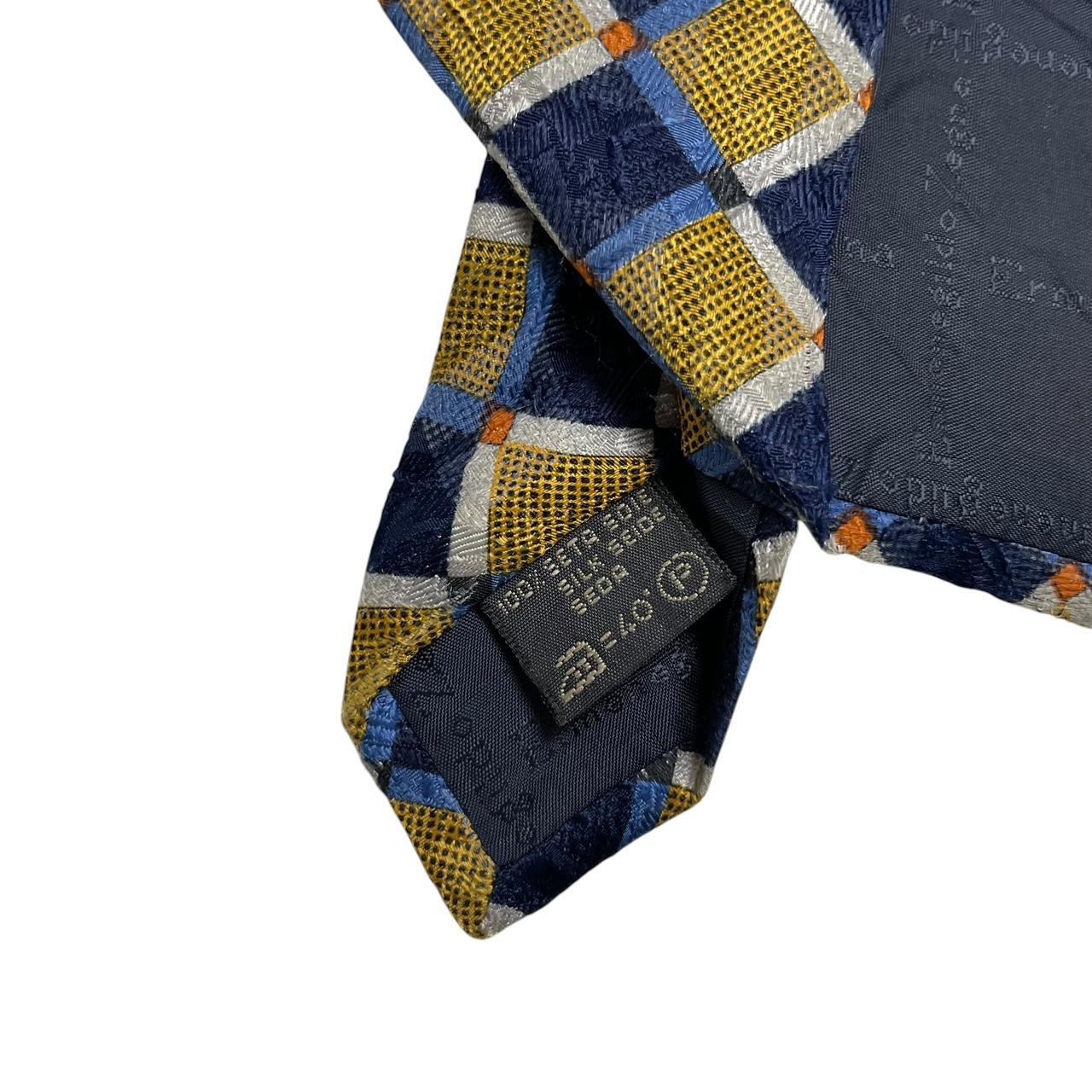 Ermenegildo Zegna cream silk tie with multicoloured abstract print design.