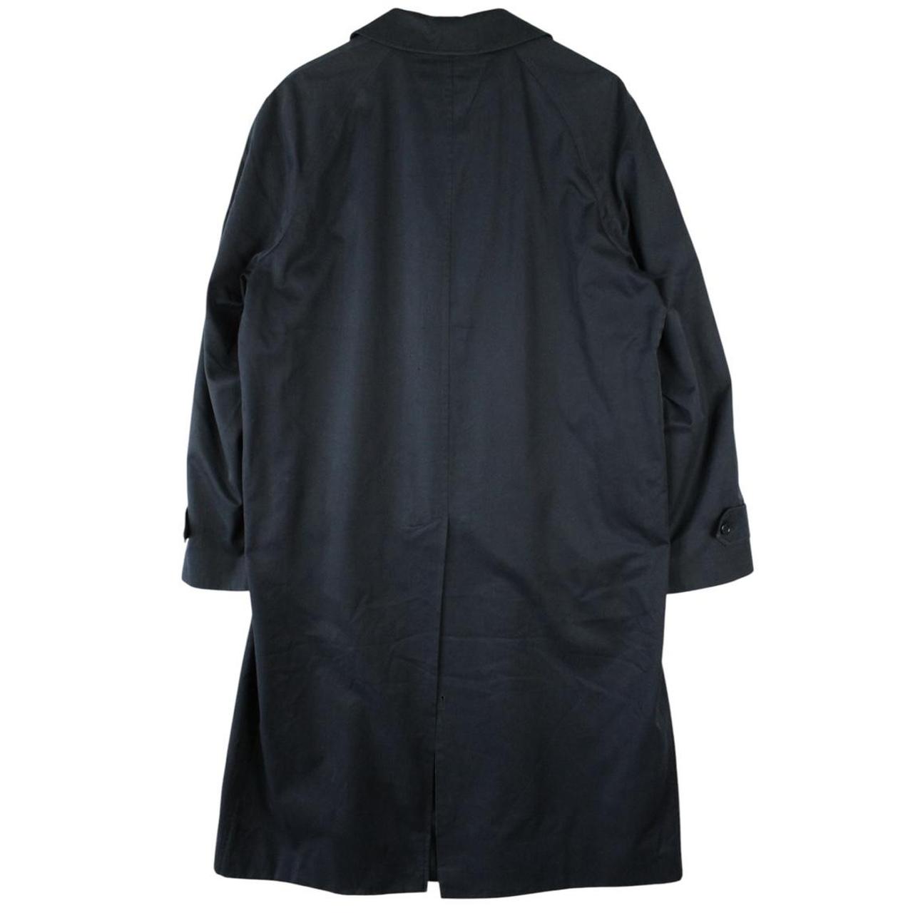 Burberry navy blue trench coat, belted, single breasted, vintage 90s style.