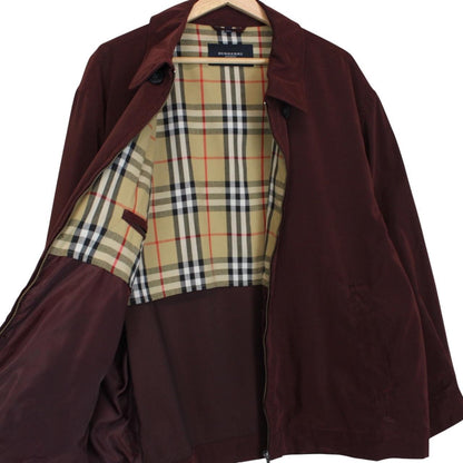 Burberry London Burgundy Nova Check Lined Harrington Jacket