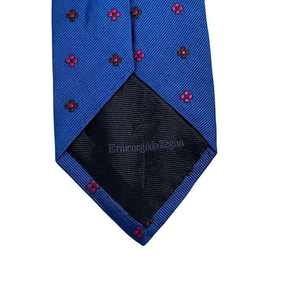 Ermenegildo Zegna blue silk tie with subtle sheen and classic design.
