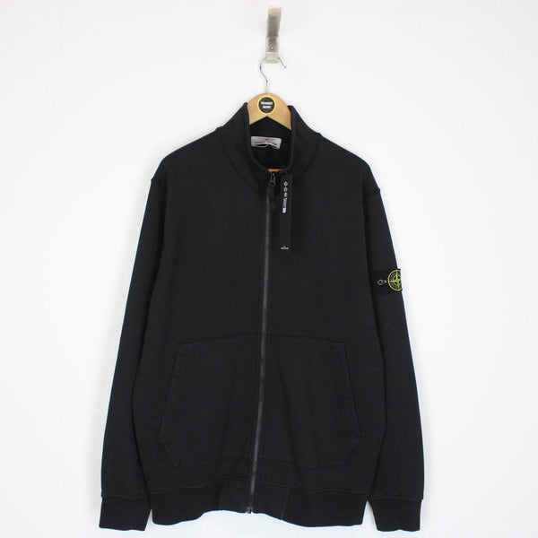 Stone Island AW 2024 Black Full Zip Organic Cotton Sweatshirt Jumper