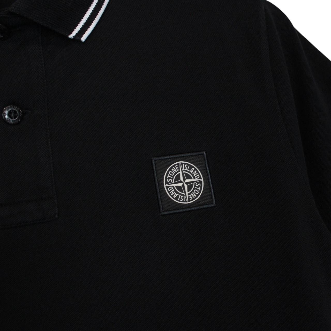 Stone Island Black Short Sleeve Compass Cotton Polo Shirt