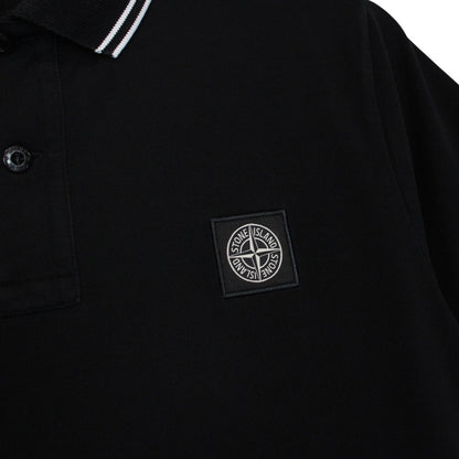 Stone Island Black Short Sleeve Compass Cotton Polo Shirt