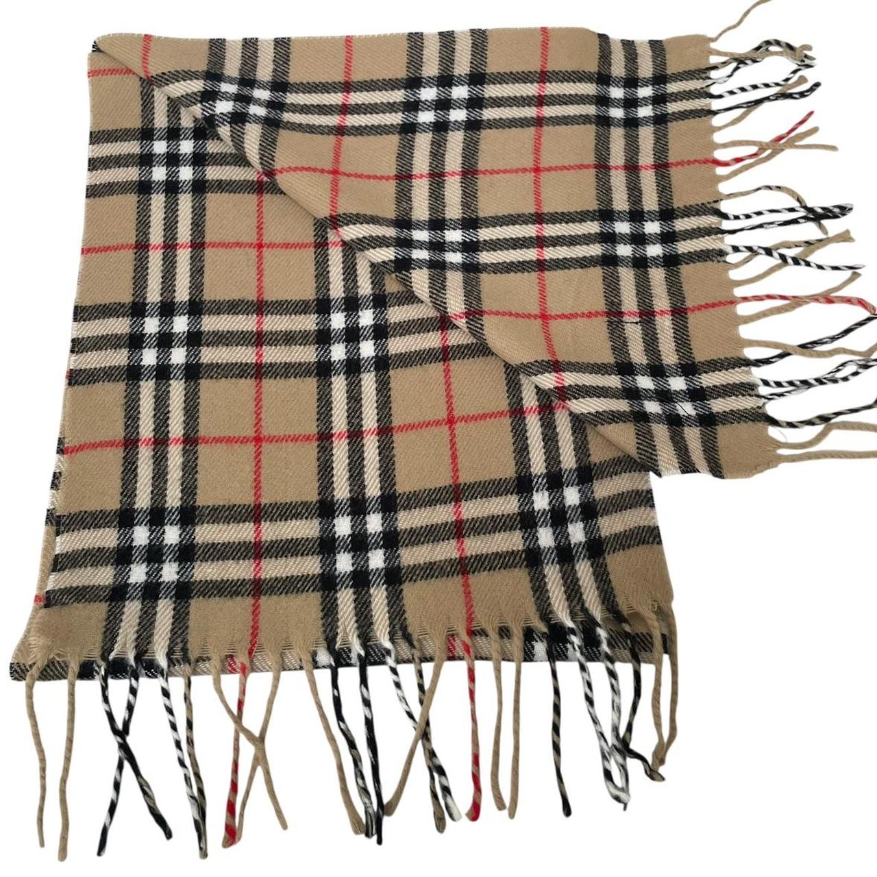 Vintage 90s Burberry Tan Brown Nova Check Lambswool Scarf