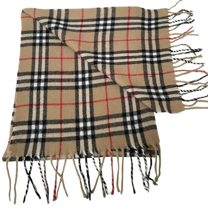 Vintage 90s Burberry Tan Brown Nova Check Lambswool Scarf