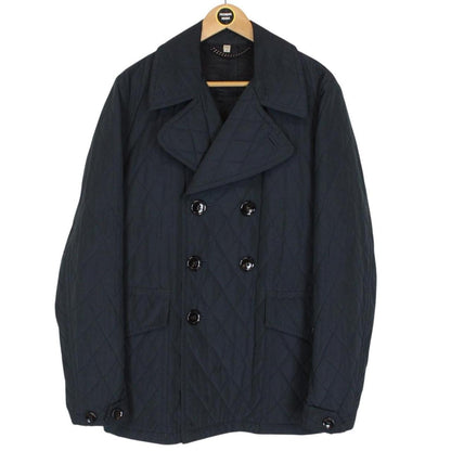 Burberry London Navy Blue Cotton Quilted Double Breasted Jacket