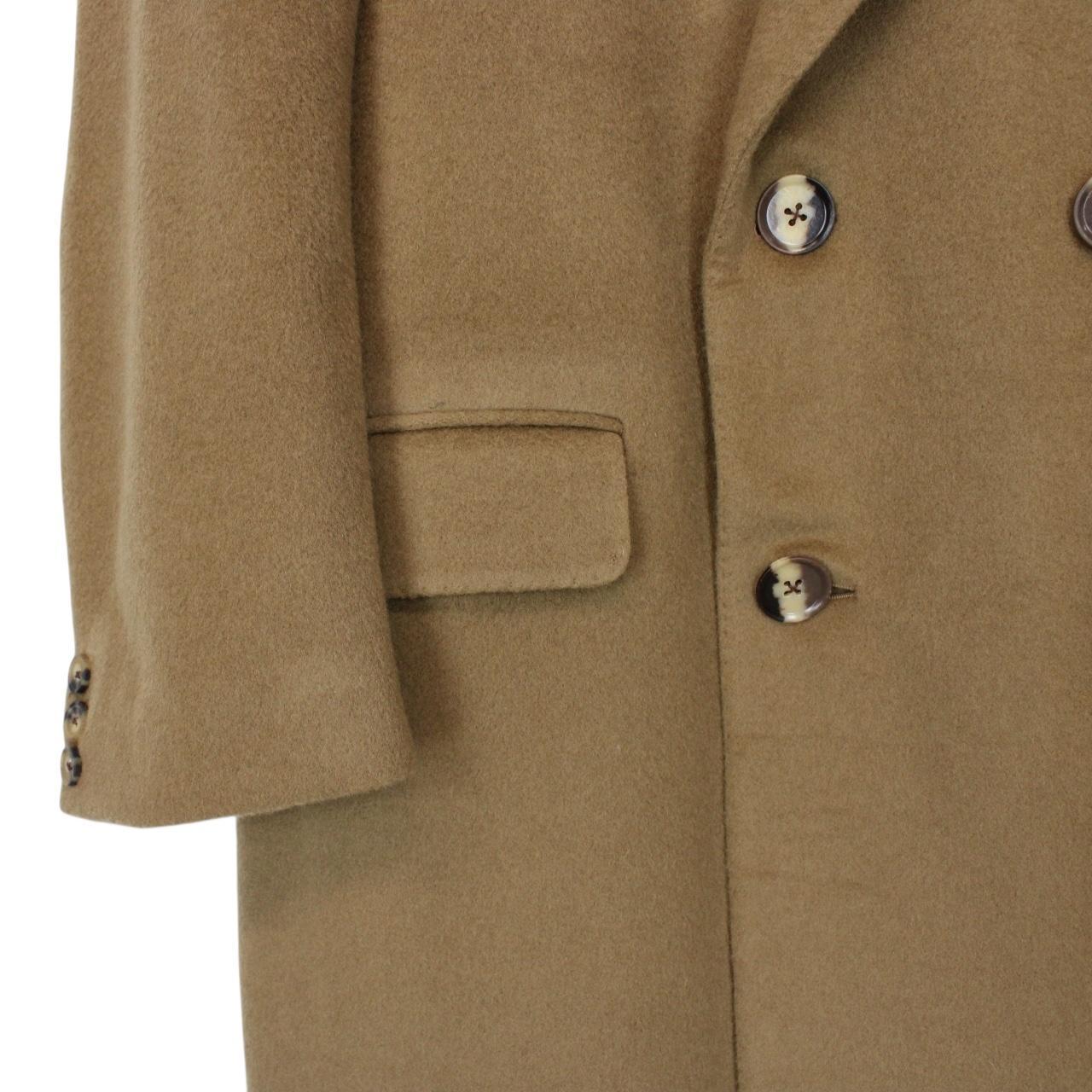 Vintage 80s Yves Saint Laurent Tan Brown Cashmere Wool Double Breasted Coat