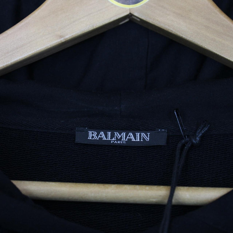 Balmain Paris Black and White Signature Logo Print Hoodie Jumper