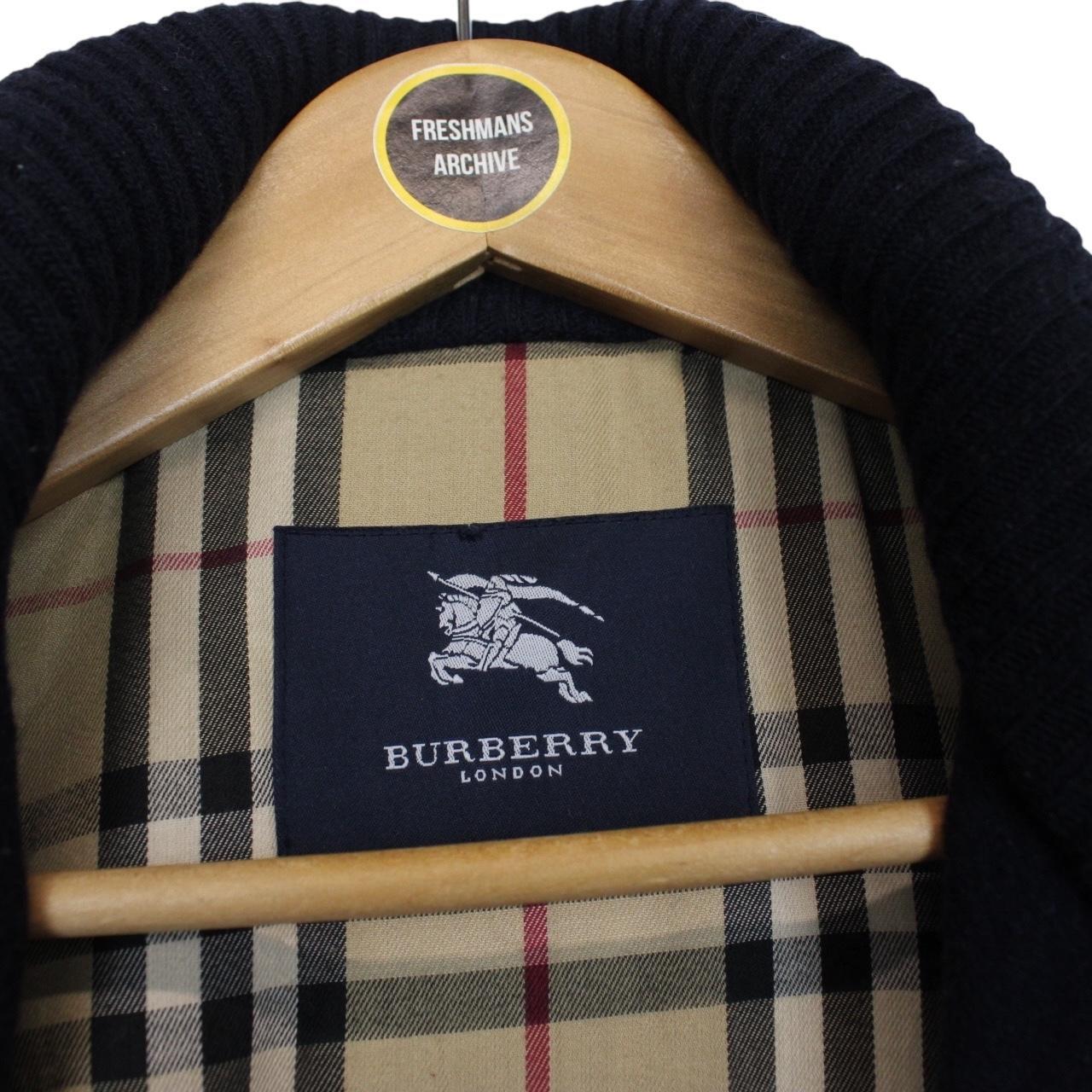 Vintage Burberry London Navy Blue Lambswool Blend Jacket