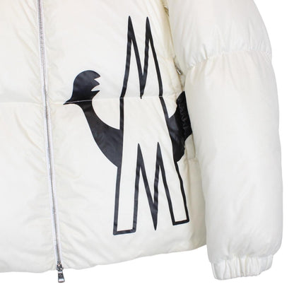 Moncler Friesian White and Black Logo Print Down Jacket