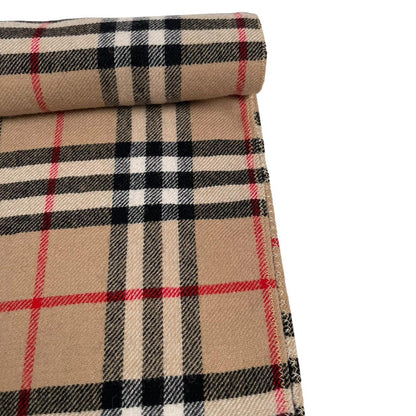 Vintage 90s Burberry Tan Brown Nova Check Thin Wool Scarf