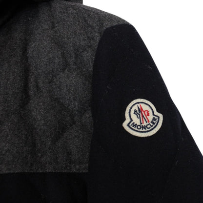 Moncler Labastide Navy Blue and Grey Wool Hooded Down Jacket