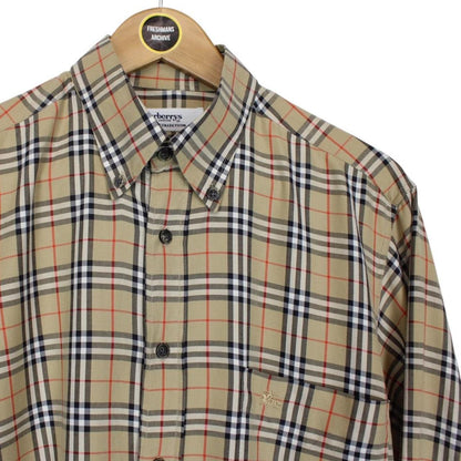Vintage 90s Burberry Beige Nova Check Cotton Long Sleeve Shirt