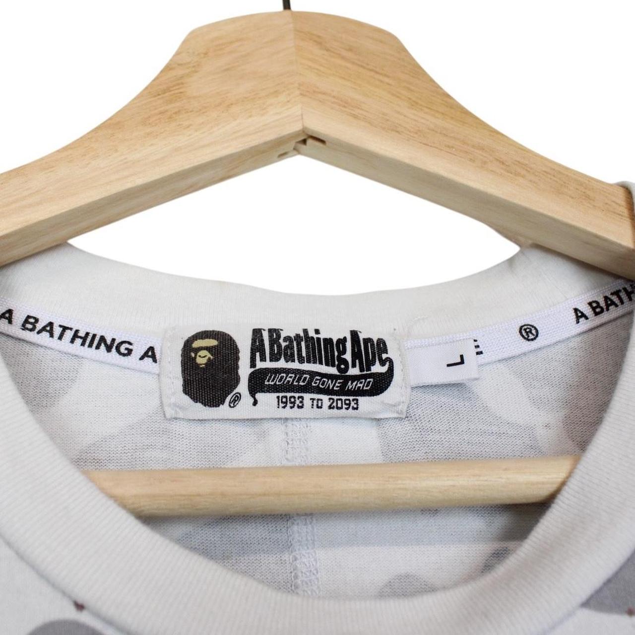 Bape White and Grey Space Camo Side Shark Short Sleeve T-Shirt