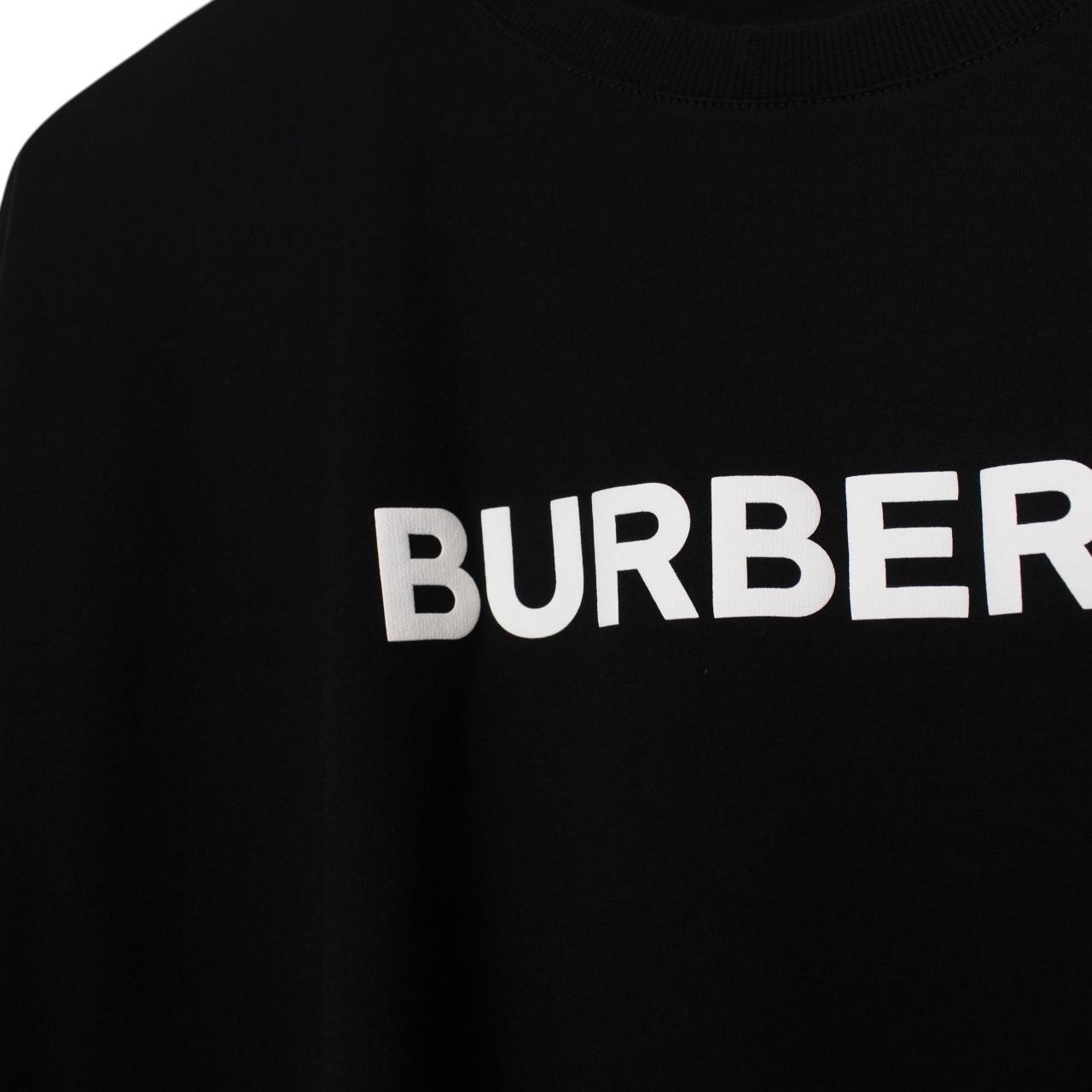 Burberry Black and White Logo Print Spellout Short Sleeve T-Shirt