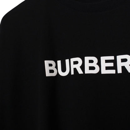 Burberry Black and White Logo Print Spellout Short Sleeve T-Shirt