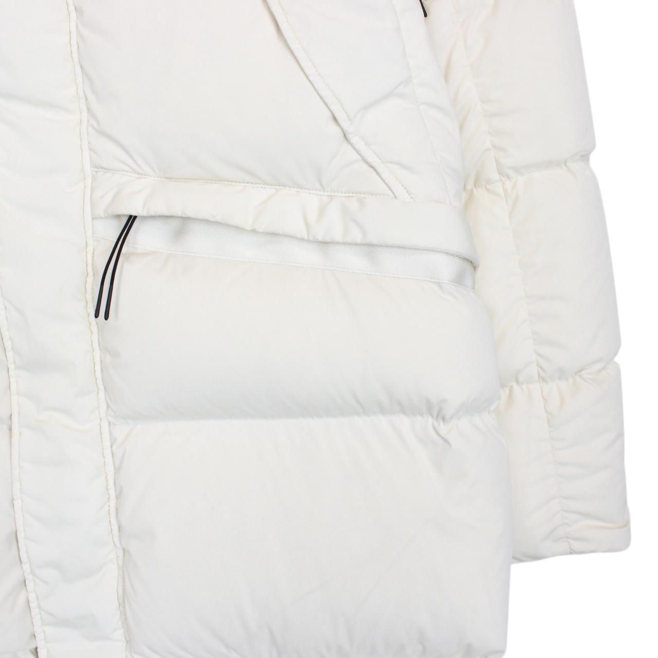 CP Company Cream Nycra-R Full Zip Lens Down Hooded Puffer Coat