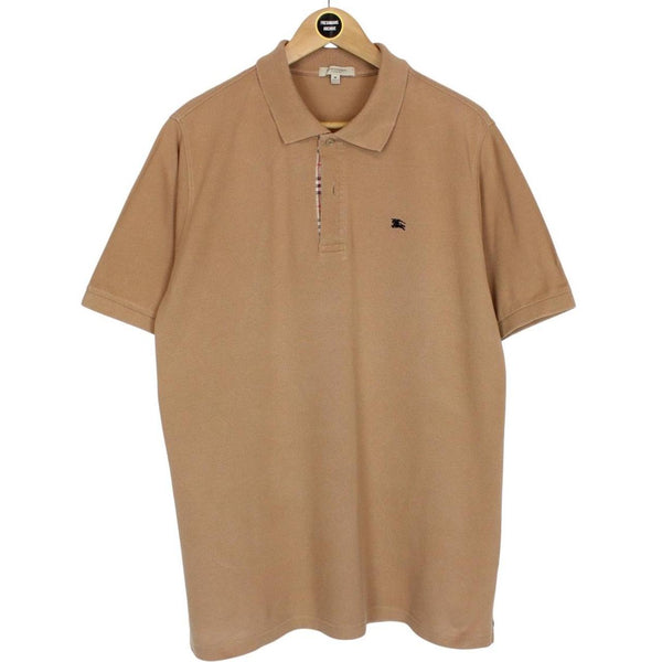 Burberry London Tan Brown Nova Check Short Sleeve Cotton Polo Shirt