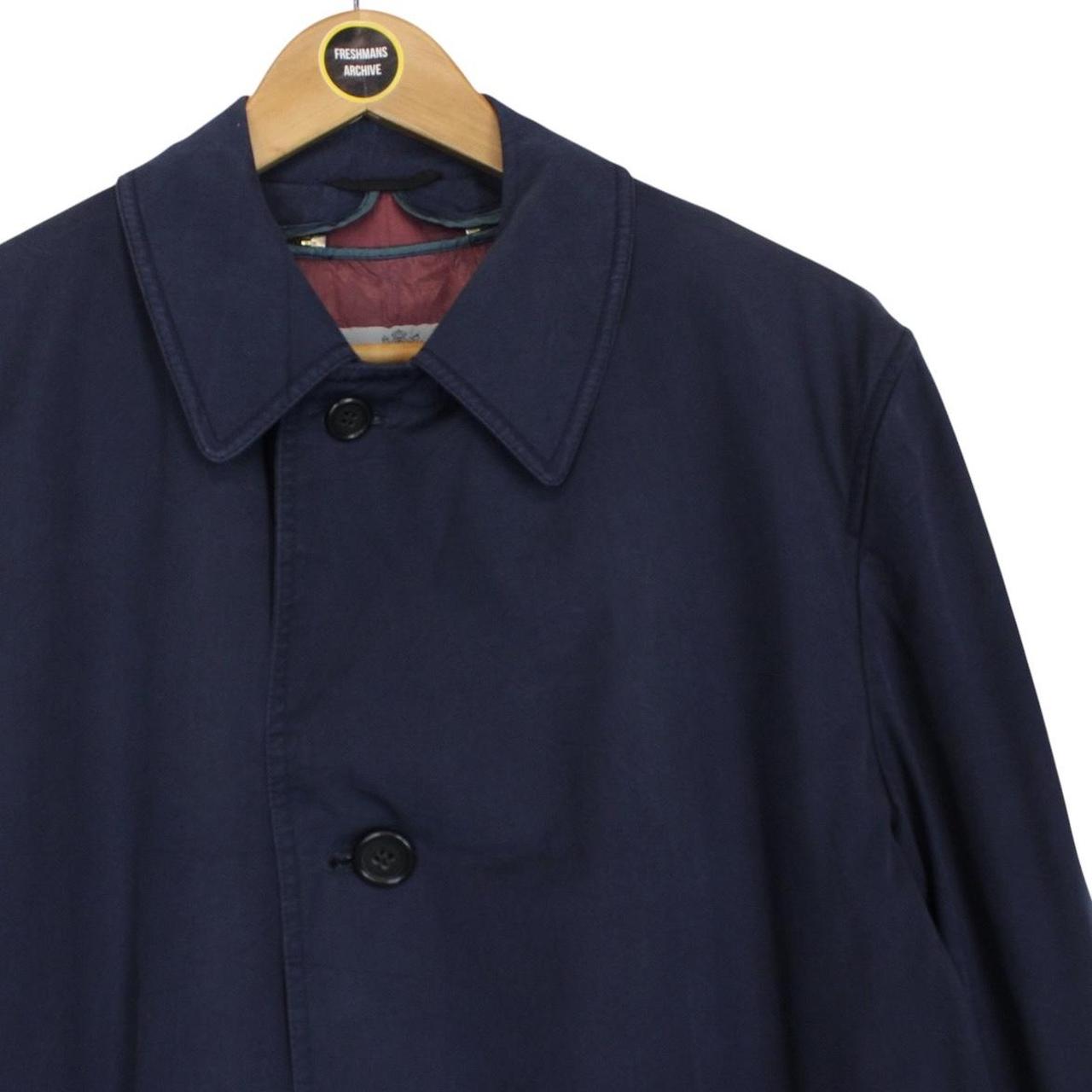 Vintage 80s Aquascutum Navy Blue Aqua 5 Cotton Blend Single Breasted Trench Coat