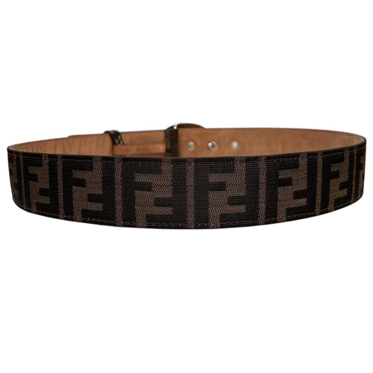 Fendi Brown and Black Zucca Monogram Canvas/Leather Belt