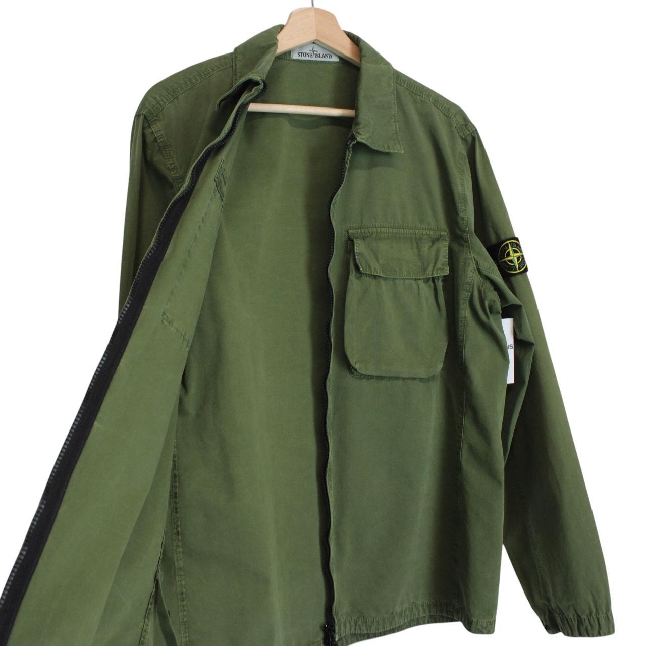 Stone Island SS 2022 Green Full Zip Cotton Overshirt Jacket