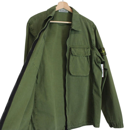 Stone Island SS 2022 Green Full Zip Cotton Overshirt Jacket