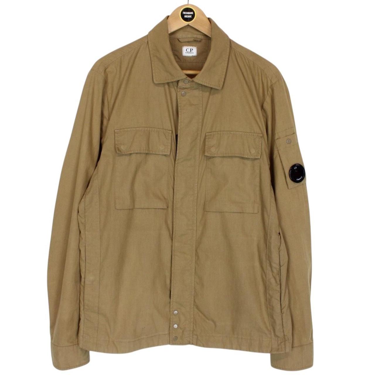 CP Company Tan Brown Full Zip 50 Fili Lens Overshirt Jacket